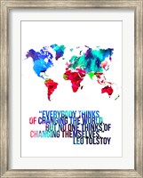 Framed World Map Quote Leo Tolstoy