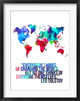 Framed World Map Quote Leo Tolstoy