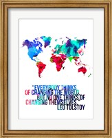 Framed World Map Quote Leo Tolstoy