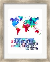 Framed World Map Quote Leo Tolstoy