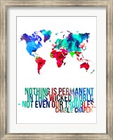 Framed World Map Quote Charlie Chaplin