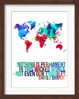 Framed World Map Quote Charlie Chaplin