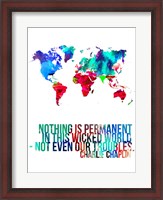 Framed World Map Quote Charlie Chaplin