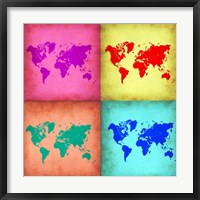 Framed Pop Art World Map 1