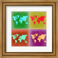 Framed Pop Art World Map 3