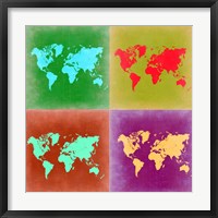 Framed Pop Art World Map 3