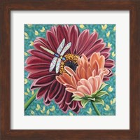 Framed Dragonfly on Blooms II