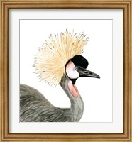 Framed Watercolor Crested Crane