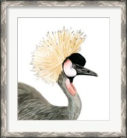 Framed Watercolor Crested Crane