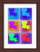 Framed Louisiana Pop Art Map 2