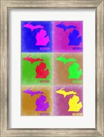 Framed Michigan Pop Art Map 2