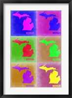 Framed Michigan Pop Art Map 2