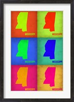 Framed Mississippi Pop Art Map 1