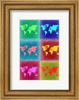 Framed World Map Pop Art 4