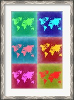 Framed World Map Pop Art 4