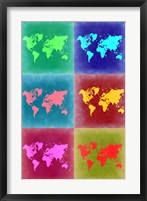 Framed World Map Pop Art 4