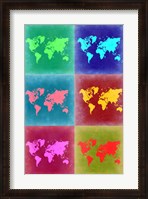 Framed World Map Pop Art 4