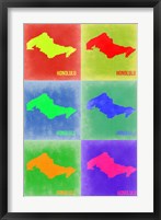 Framed Honolulu  Pop Art Map 3