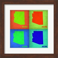Framed Arizona Pop Art Map1