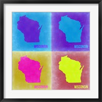 Framed Wisconsin Pop Art Map 3