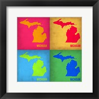 Framed Michigan Pop Art Map 1