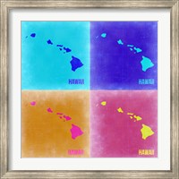 Framed Hawaii Pop Art Map 2