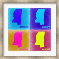 Framed Mississippi Pop Art Map 2