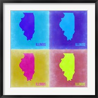 Framed Illinois Pop Art Map 2