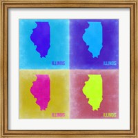 Framed Illinois Pop Art Map 2