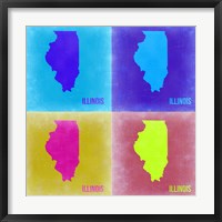 Framed Illinois Pop Art Map 2