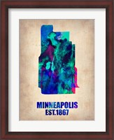Framed Minneapolis Watercolor Map
