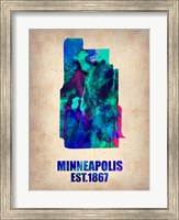 Framed Minneapolis Watercolor Map