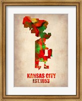 Framed Kansas City Watercolor Map