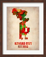 Framed Kansas City Watercolor Map