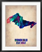 Framed Honolulu Watercolor Map