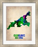 Framed Cleveland Watercolor Map