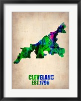 Framed Cleveland Watercolor Map