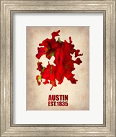 Framed Austin Watercolor Map