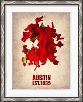 Framed Austin Watercolor Map