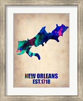 Framed New Orleans Watercolor Map