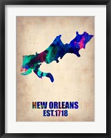 Framed New Orleans Watercolor Map
