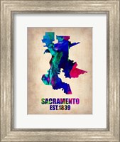 Framed Sacramento Watercolor Map