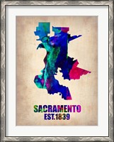 Framed Sacramento Watercolor Map