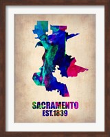 Framed Sacramento Watercolor Map
