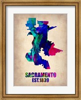 Framed Sacramento Watercolor Map