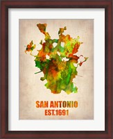 Framed San Antonio Watercolor Map