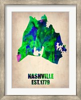 Framed Nashville Watercolor Map