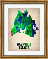 Framed Nashville Watercolor Map