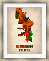 Framed Milwaukee  Watercolor Map