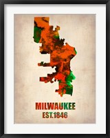 Framed Milwaukee  Watercolor Map